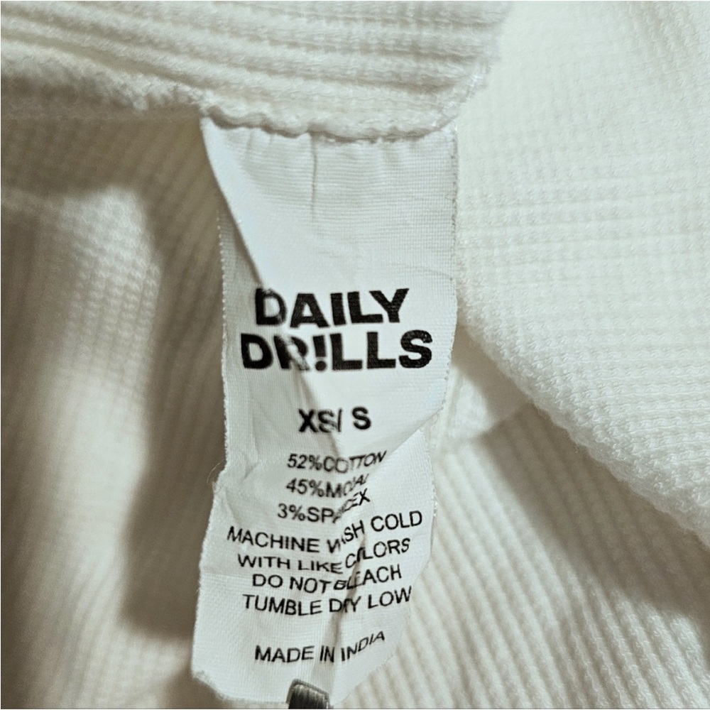 Daily Drills Oversized Waffle Knit Thermal White Size XS/S